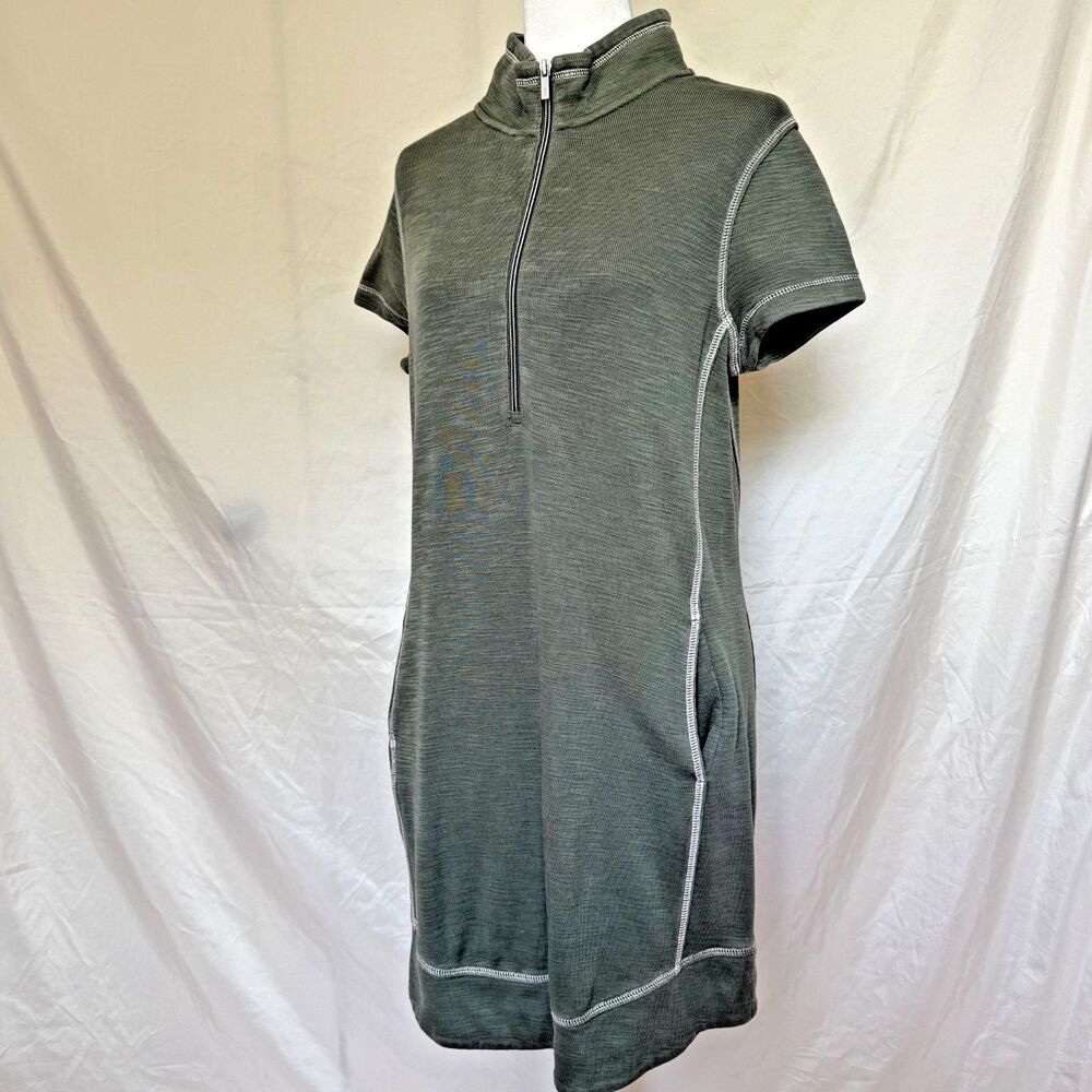 Tommy Bahama Tobago Bay dress womens M green knit half zip pockets resortwear
